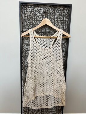 Pretty Rebellious Crochet Tank Top Racer Back - Missing Tag Cream Ivory Hi low M